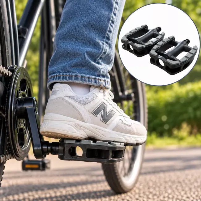 Falkx Fietspedalen antislip zwart-grijs met kunststof huls voor dagelijks gebruik op de fiets