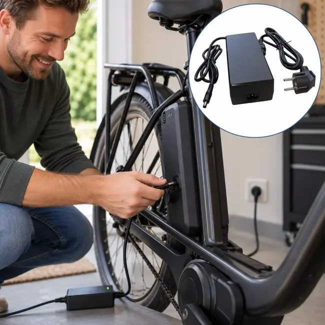 Falkx E-bike acculader 42 V 2 A met DC 2,1 mm aansluiting voor 36 en 37 V lithium-ion accu's