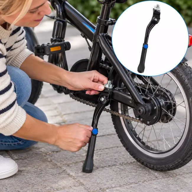 Falkx Fietsstandaard 16-20 inch zwart verstelbaar voor fietsen met een wielmaat van 16 tot 20 inch