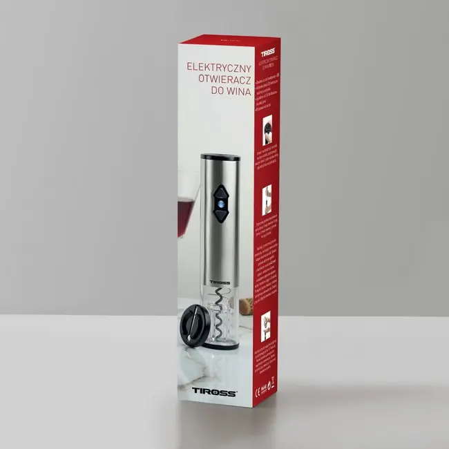 TIROSS Elektrische wijnopener op 4 AA-batterijen, 22,5 cm