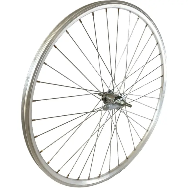 Achterwiel 28x1 5/8x1 3/8 zilveren aluminium hoge velg Shimano remnaaf