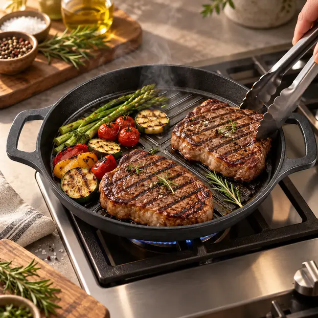 TIROSS Grillpan 24 cm van gehard aluminium met keramische coating