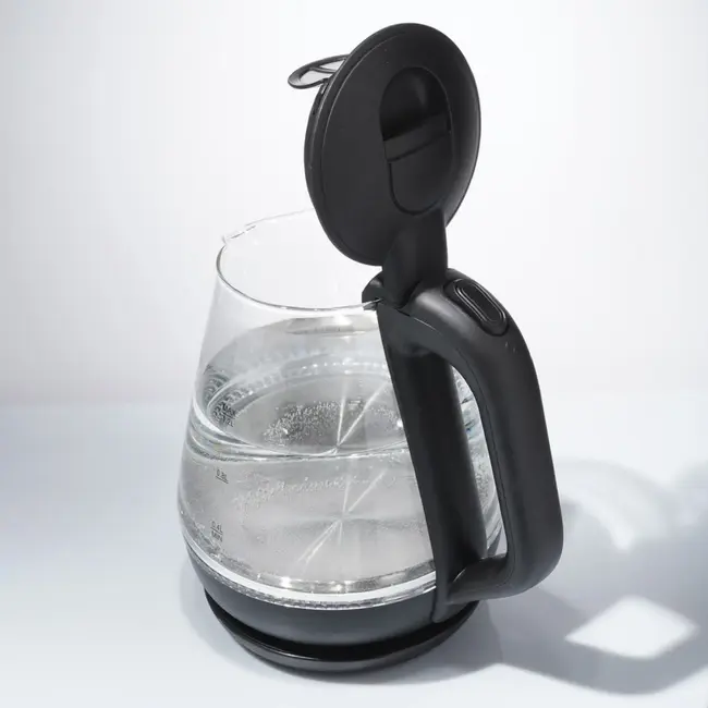 TIROSS Glazen waterkoker 1,2 liter met blauwe LED en waterfilter