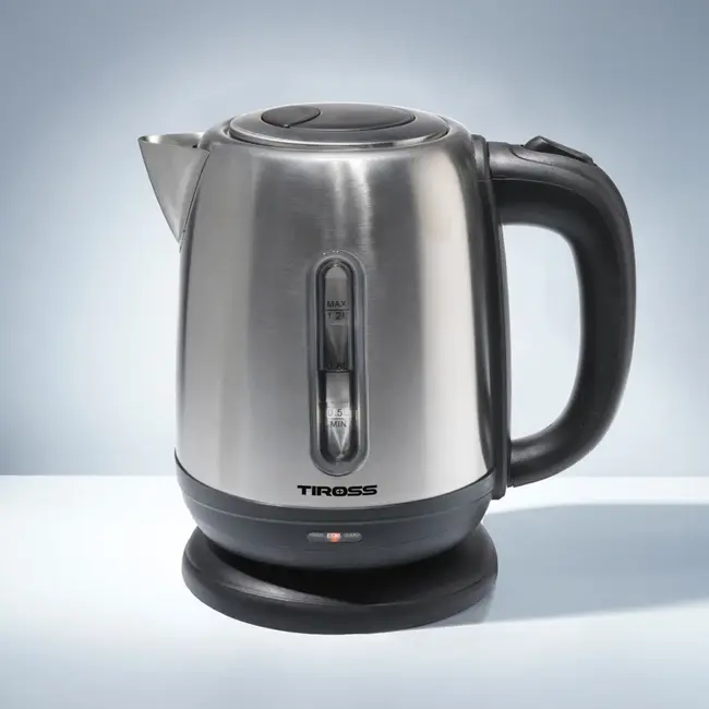 TIROSS Waterkoker 1,2 liter van RVS met waterniveau en waterfilter