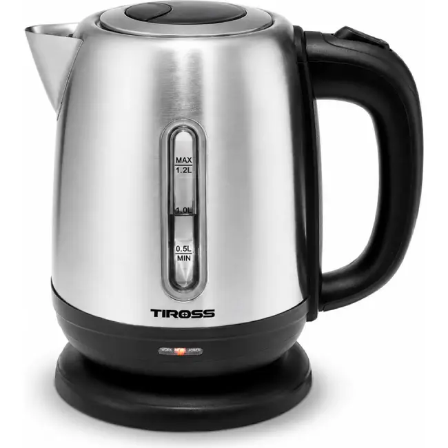 TIROSS Waterkoker 1,2 liter van RVS met waterniveau en waterfilter