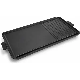TIROSS Grillpan 53 x 28 cm van aluminium met antiaanbaklaag voor tweepits campingkooktoestel