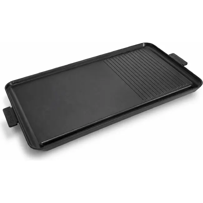 TIROSS Grillpan 53 x 28 cm van aluminium met antiaanbaklaag voor tweepits campingkooktoestel