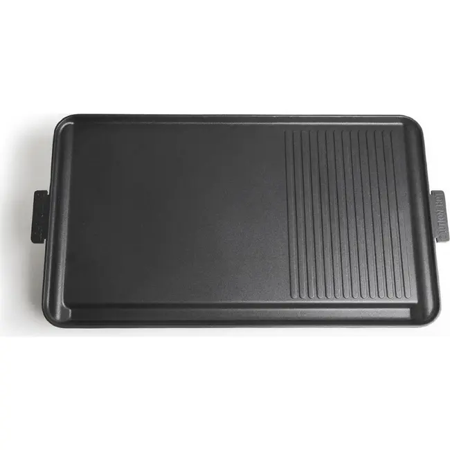 TIROSS Grillpan 53 x 28 cm van aluminium met antiaanbaklaag voor tweepits campingkooktoestel