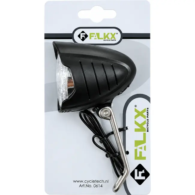 Falkx Koplamp met RVS beugel - 15 lux - Naafdynamo - Zwart
