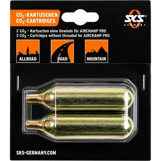 SKS CO2 patronen - 16 gram - zonder schroefdraad - set van 2 - ideaal voor onderweg