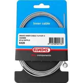Elvedes Achterrem binnenkabel - staal - 2 meter - zilver - tonnippel