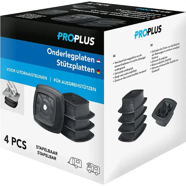 ProPlus Stapelbare onderlegplaten - extra stabiliteit - 4 stuks - duurzaam kunststof