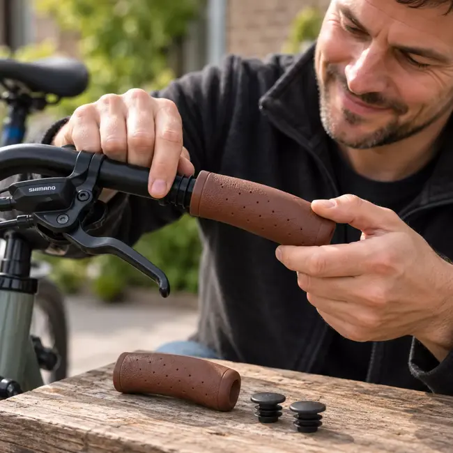 Falkx Fietshandvatten bruin Brown Belt KL 92/135 mm voor de fiets met twee verschillende lengtematen