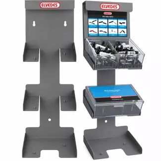 Elvedes Caddy display. Geschikt voor 3 werkplaats dozen remblokken (met 25 sets) en/of derailleur wieltjes. Wordt geleverd zonder inhoud.