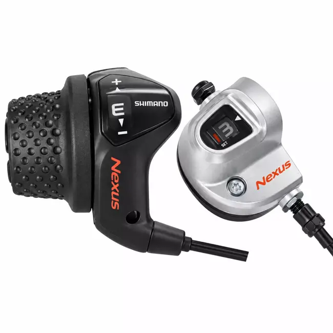 Shimano Nexus Versnellingsschakelaar voor 3 versnellingen met zwarte bediening en kabel van 1800 mm
