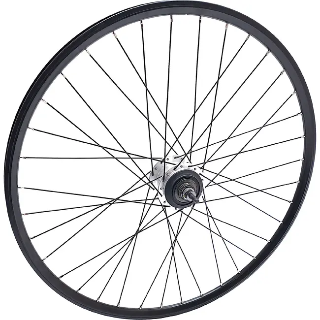 Merkloos Achterwiel 28 x 1 3/8 Nexus 8 (voor Rollerbrakes) - zwarte dubbelwandige velg, Zonder toebehoren.<br />
voor toebehoren zie art. 3061 vv