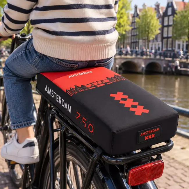 Falkx Bagagedragerkussen Amsterdam 750 zwart rood voor kinderen vanaf 6 jaar tot maximaal 22 kg