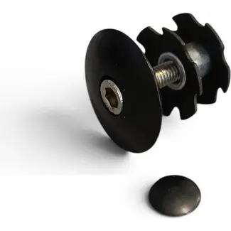 Merkloos A-head expander plug met top kap 1 1/8", zwart