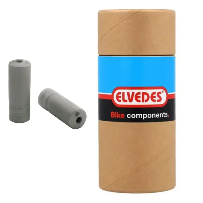 Elvedes 5.0mm PVC zilver kabeleinddopjes. 100 stuks in koker