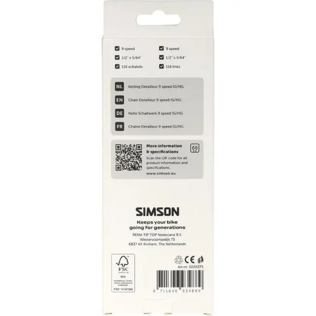 Simson Ketting Derailleur 9, IG/EXA
