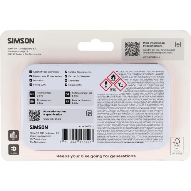Simson Reparatiedoos E-Bike op kaart per stuk