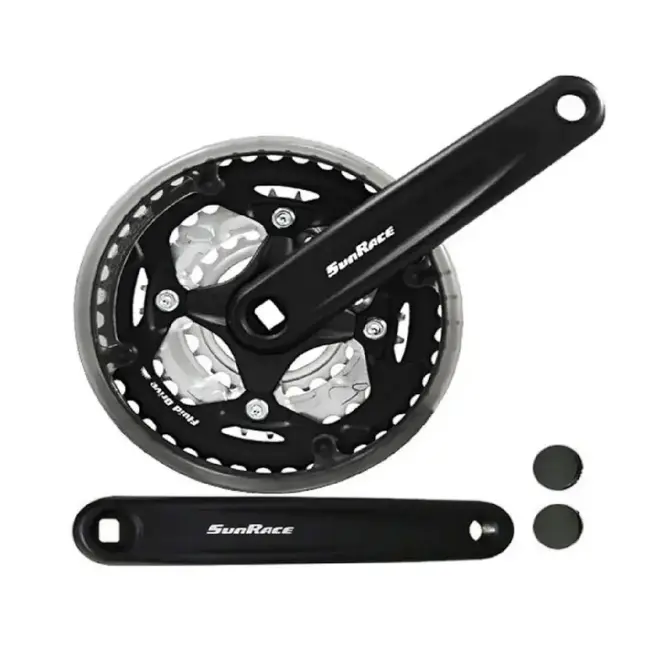 SunRace FCM513  crankstel 42/34/24T. cranklengte 152mm,- 1mm, alumnium cranks, stalen bladen, voor 7/8-speed ketting. spieloos