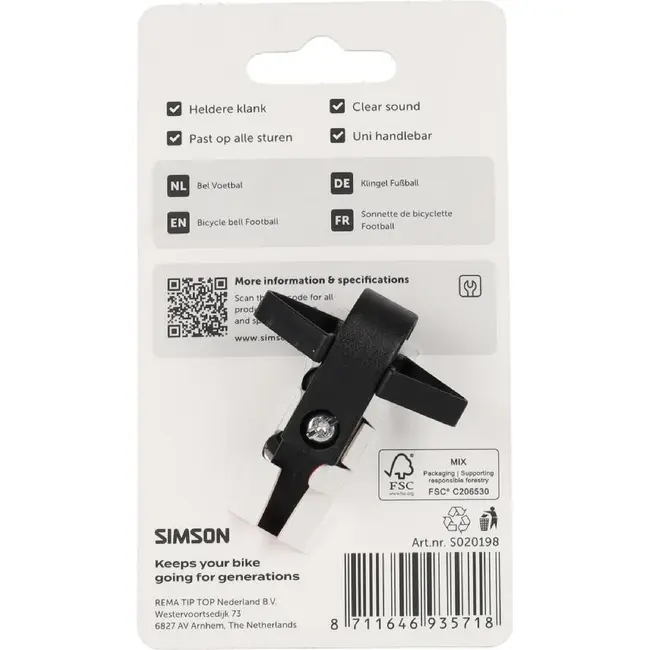 Simson Bel voetbal Zwart/Wit