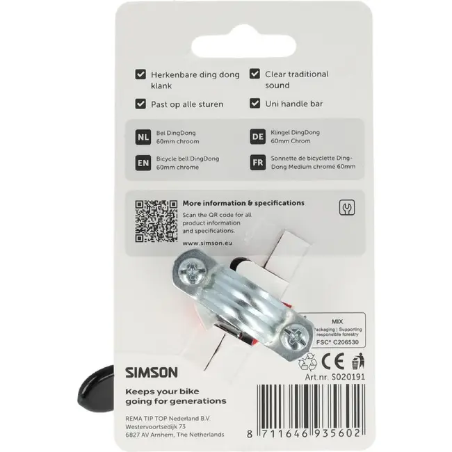 Simson Bel DingDong Medium chroom 60mm