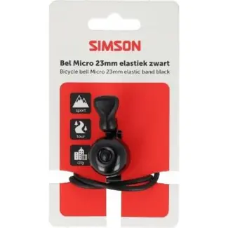 Simson Bel Micro 23mm, rubber elastiek bevestiging, zwart