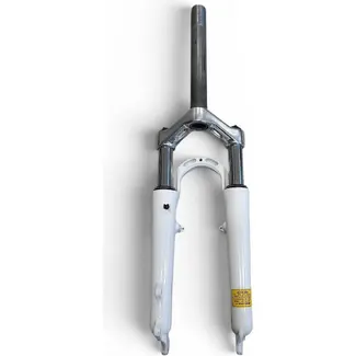 Merkloos Voorvork 20x1.75 wit verend. 11/8 inch, balhoofdbuis 205mm. 45mm schroefdraad
