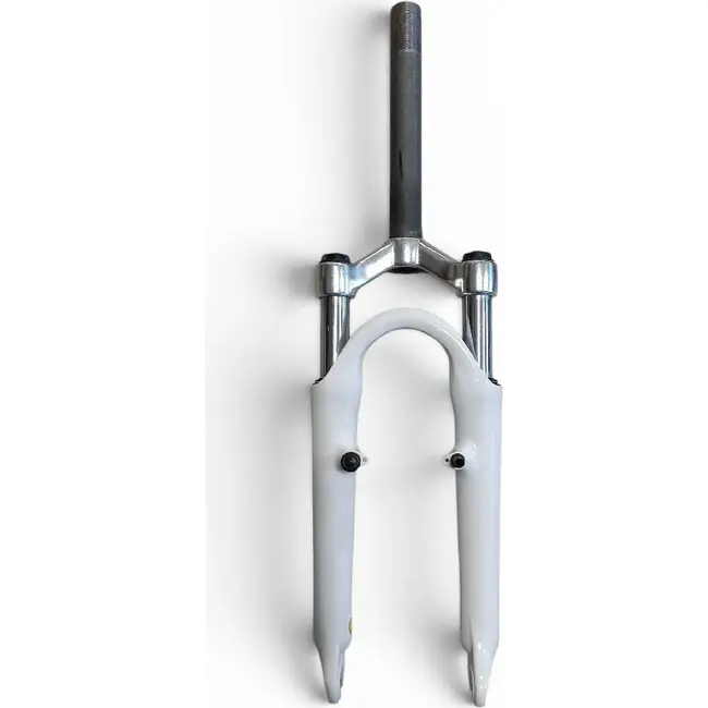 Merkloos Voorvork 20x1.75 wit verend. 11/8 inch, balhoofdbuis 205mm. 45mm schroefdraad