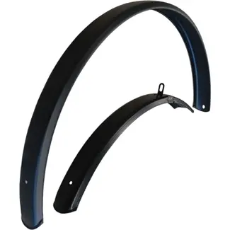 Merkloos Spatborden set 28x1 5/8x1 3/8 zwart glans. Voor en achter.