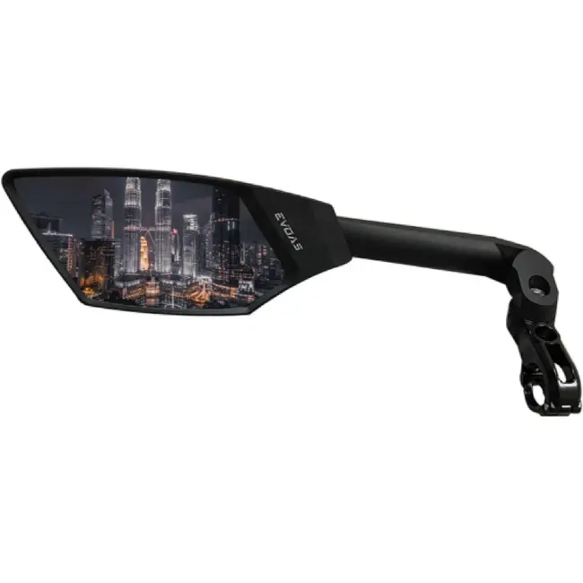 Evoas spiegel licht-dimmend, Luxe 10.6cm, zwart, onbreekbaar en corrosiebestendig glas<br />
óók voor de E-bike, Kleur body: zwart, Positionering: links/rechts, Bevestiging: stuurklem ø 21.0~26.0 mm