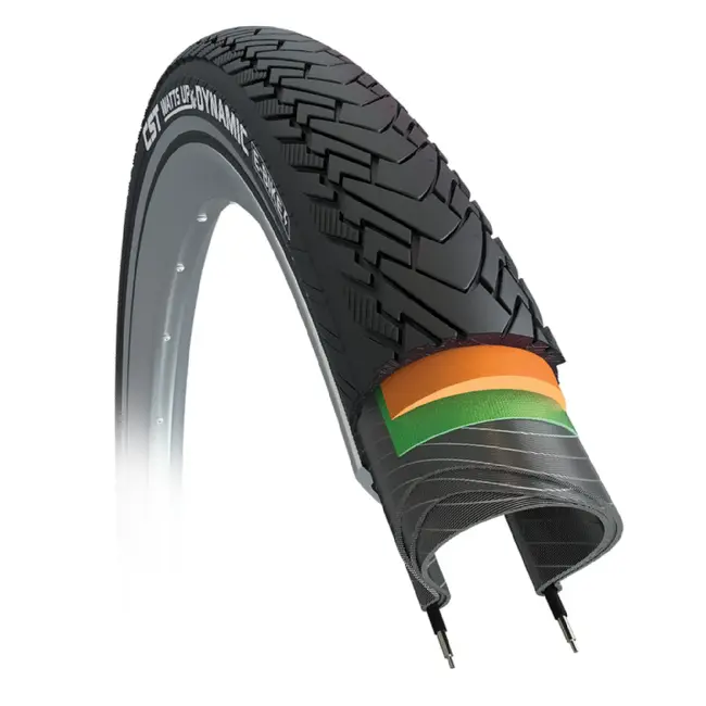 CST Whats Up dynamic. Kleur: zwart met  reflectie, maat: 28x1 3/8, ETRTO 37-622 3mm anti-lek + EPS beschermingslaag
