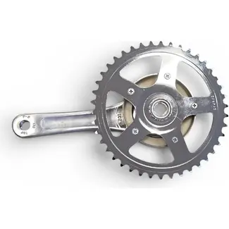 Merkloos crank 42T, cranklengte 170mm. zilver, aluminium, spieloos. 0mm diep