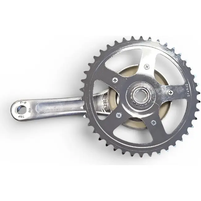 Merkloos crank 42T, cranklengte 170mm. zilver, aluminium, spieloos. 0mm diep