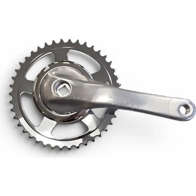 Merkloos crank 42T, cranklengte 170mm. zilver, aluminium, spieloos. 0mm diep