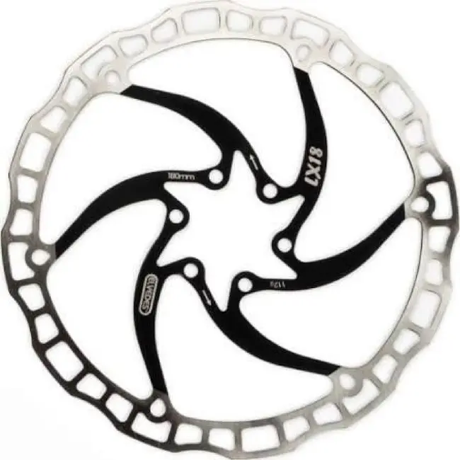 Elvedes LX18 one piece rotor ø180 mm 112 gr met 6 remschijfbouten zwart