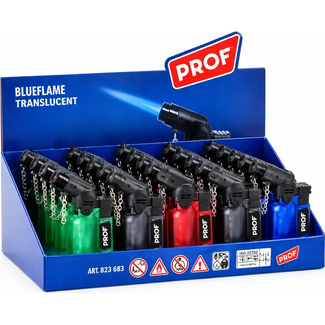 Prof Navulbare stormaansteker - windproof vlam - kinderveilig - 8 cm - mix kleuren