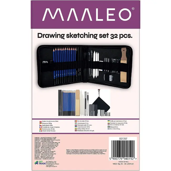 Maaleo Professionele Tekenset 32-delig - Compleet en Draagbaar in Stijlvol Etui
