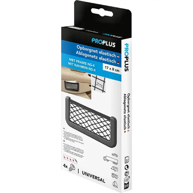 ProPlus Elastisch opbergnet - 17 x 8 cm - Inclusief kunststof frame - Universeel toepasbaar