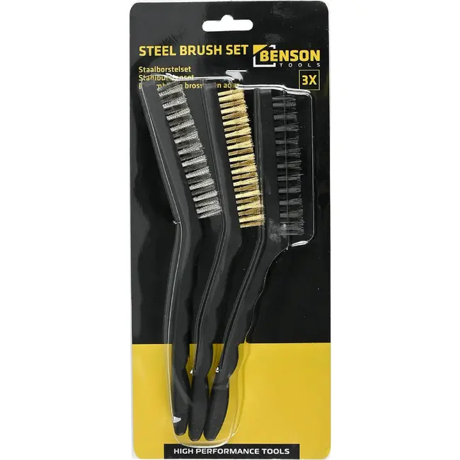 Benson Staalborstelset - 3 materialen - 200 mm - 3-delig - roestvrij staal, messing, nylon