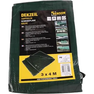 Benson Duurzaam afdekzeil - 3 x 4 meter - groen - versterkte zomen - stevige ringen