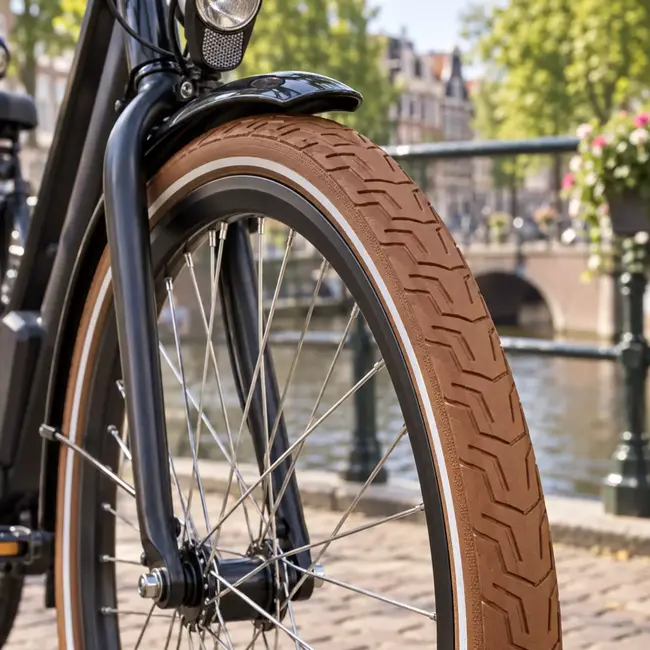 Continental Buitenband 28 x 1,75 bruin - Ride City ETRTO 47-622 met reflectie voor e-bikes tot 25 km/u