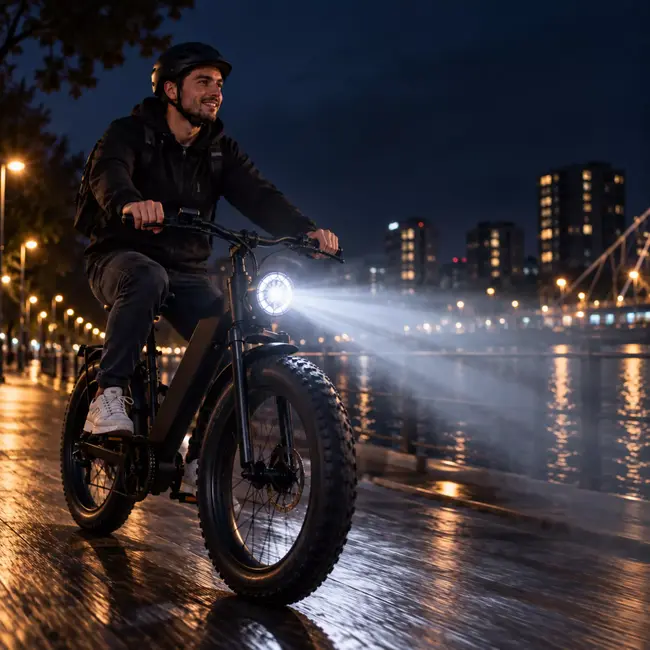 Falkx Koplamp fatbike 36/48 V 10 W - met dagrijverlichting en claxon voor elektrische fiets