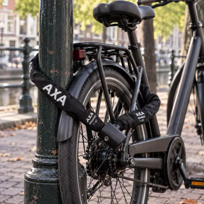 AXA Kettingslot 150 cm zwart - 7 mm schakels met beveiligingsniveau 9 voor fietsbeveiliging