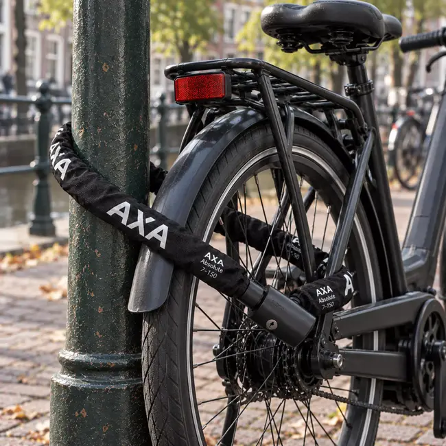 AXA Kettingslot 150 cm zwart - Absolute 7-150 met 7 mm schakels en beveiligingsniveau 9 voor fiets