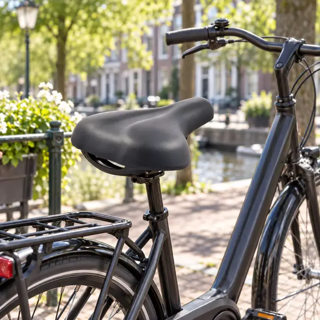 Zurigo Fietszadel zwart - city/trekking uitvoering met handgreep voor dagelijks fietsgebruik