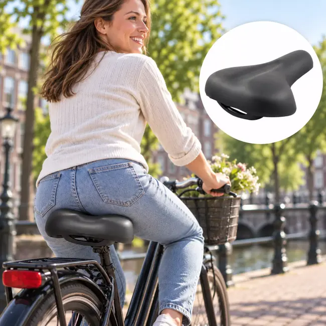 Zurigo Fietszadel zwart - city/trekking uitvoering met handgreep voor dagelijks fietsgebruik