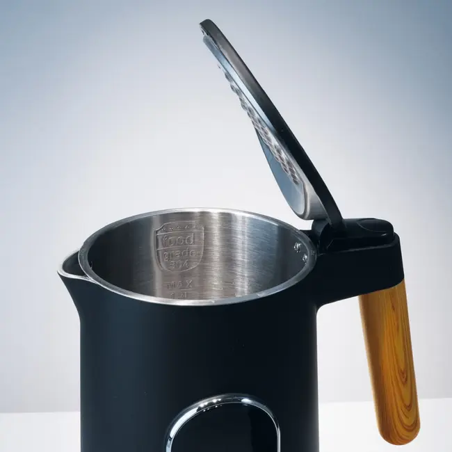 TIROSS Waterkoker 1,7 l met temperatuurregeling en houtlook ontwerp